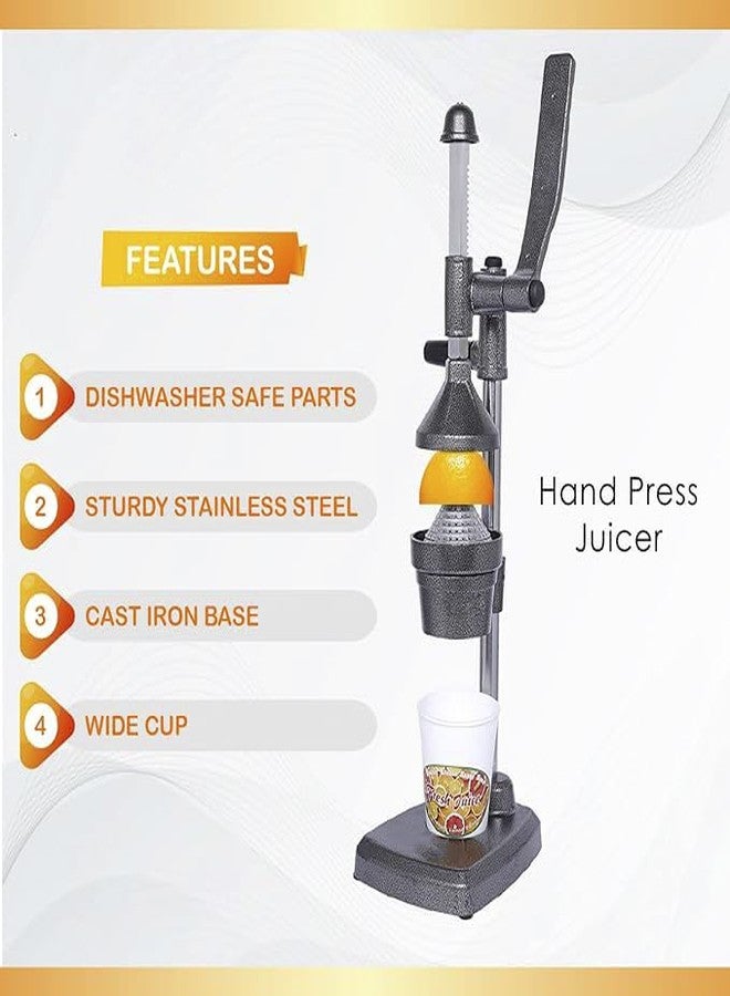 BRIGHTBERG Aluminium Manual Hand Press Juicer For Orange Pineapple Seasnol Pomegranate Watermelon Easy To Clean and Use Frish Fruite Juice BBHPJ-21 - Image 5